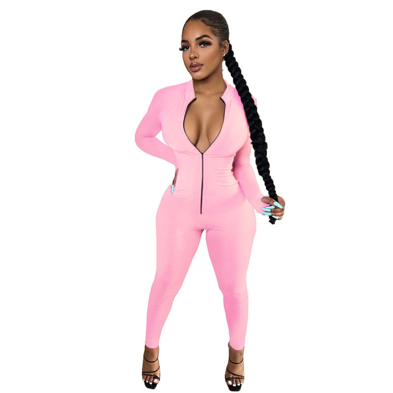 Nuevo Antibacterial Drop Primavera de una pieza conjunto Equipos ropa deportiva Traje de lujo Manga larga Freno de cremallera Pantalones Overalls