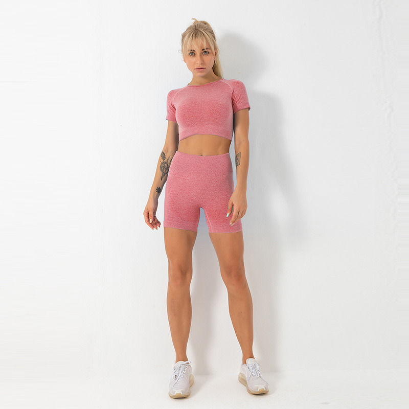 2021 Antibacterial Outfits Casual 2 Pieces Jogger Tops Set de ropa deportiva y pantalones cortos Yoga Wear Mujeres Manga cortas