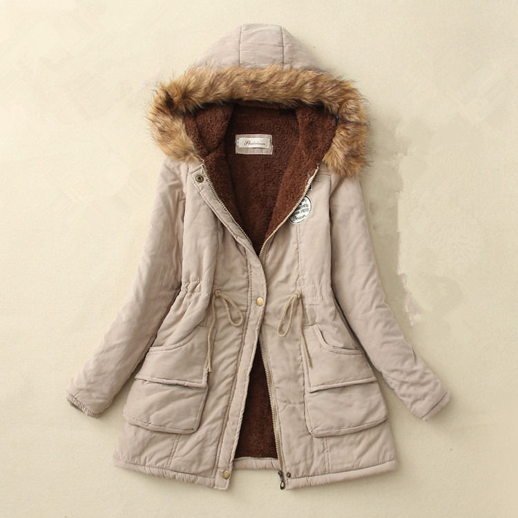 Chaqueta de Invierno 2019 Mujeres Respirante Casual Chaqueta de Parka gruesa con revestimiento de lana caliente Collar de piel