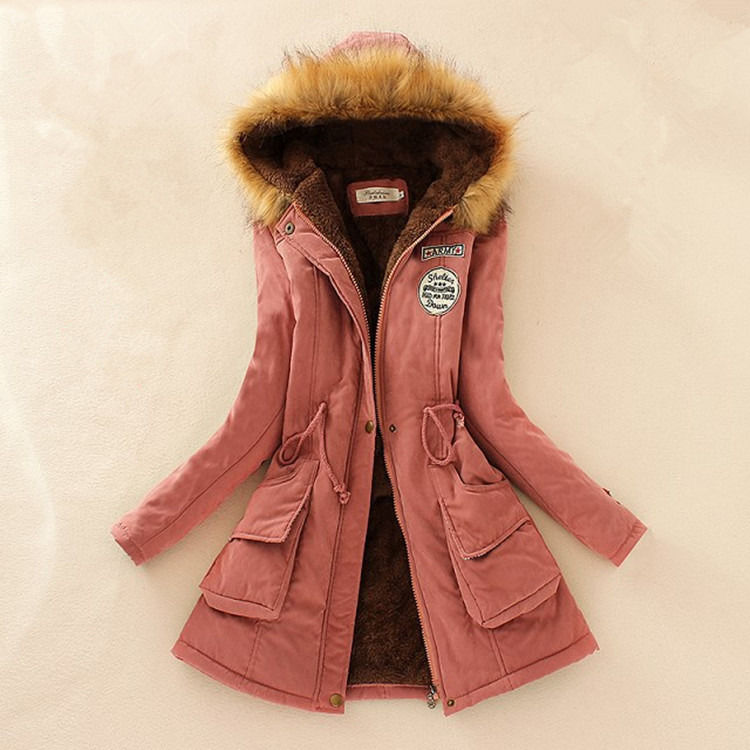 Chaqueta de Invierno 2019 Mujeres Respirante Casual Chaqueta de Parka gruesa con revestimiento de lana caliente Collar de piel