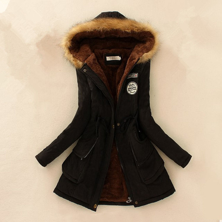 Chaqueta de Invierno 2019 Mujeres Respirante Casual Chaqueta de Parka gruesa con revestimiento de lana caliente Collar de piel