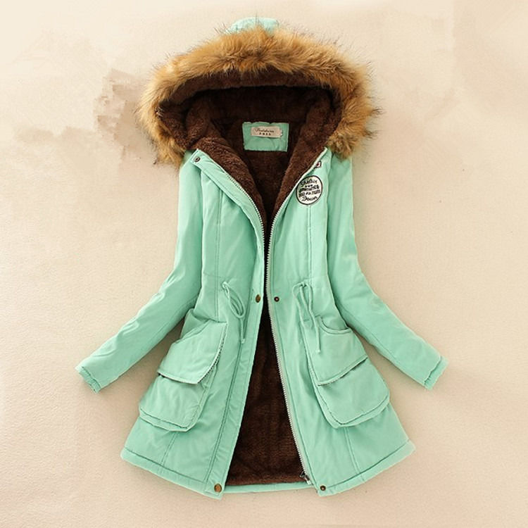 Chaqueta de Invierno 2019 Mujeres Respirante Casual Chaqueta de Parka gruesa con revestimiento de lana caliente Collar de piel