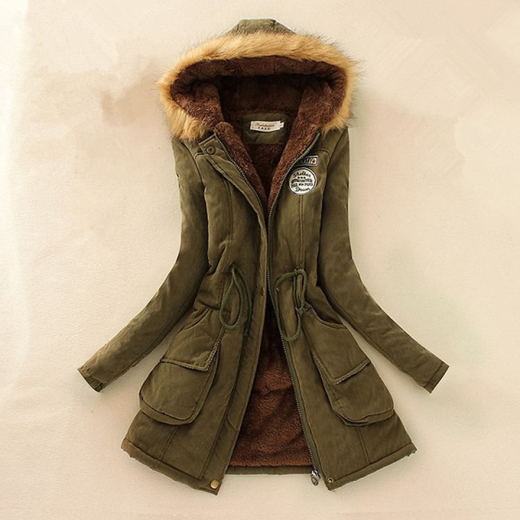 Chaqueta de Invierno 2019 Mujeres Respirante Casual Chaqueta de Parka gruesa con revestimiento de lana caliente Collar de piel