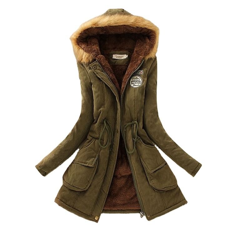 Chaqueta de invierno gruesa mujer chaqueta de invierno chaqueta de parka con cuello caliente con forro de piel chaqueta de lana gruesa