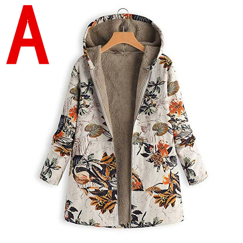 Impresión floral impermeable de lienzo última sudadera con capucha lana mujer cálida abrigo de invierno chaqueta delgada chaqueta