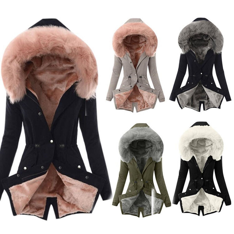 Inodoro 2020 abrigo de mujer para ropa exterior abrigo de piel caliente cuello de lana chaquetas de algodón chaqueta con capucha