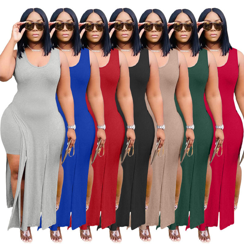 2021 NUEVO Antiestático Set de dos piezas Vestido del tanque de separación elástico Vestido de verano Shorts Vestido casual sin mangas